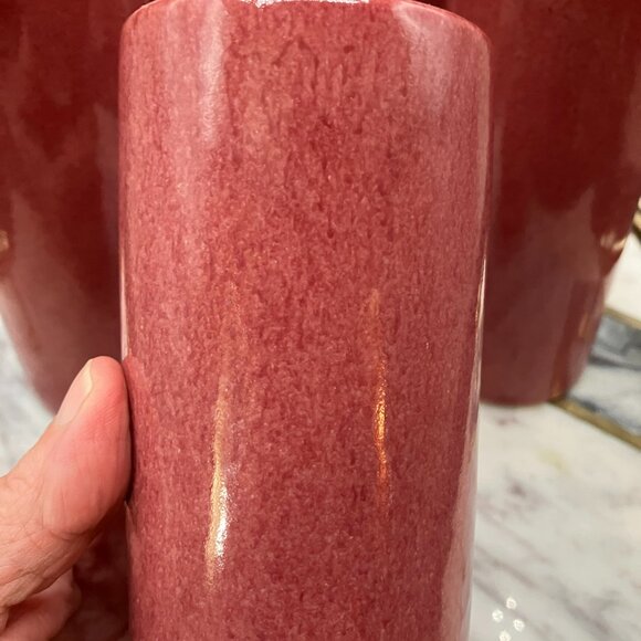 Set Of 5 Vintage Dryden Tall Cups # 4 Rose Mauve Hand Turned Pottery Hot Springs - Picture 6 of 13